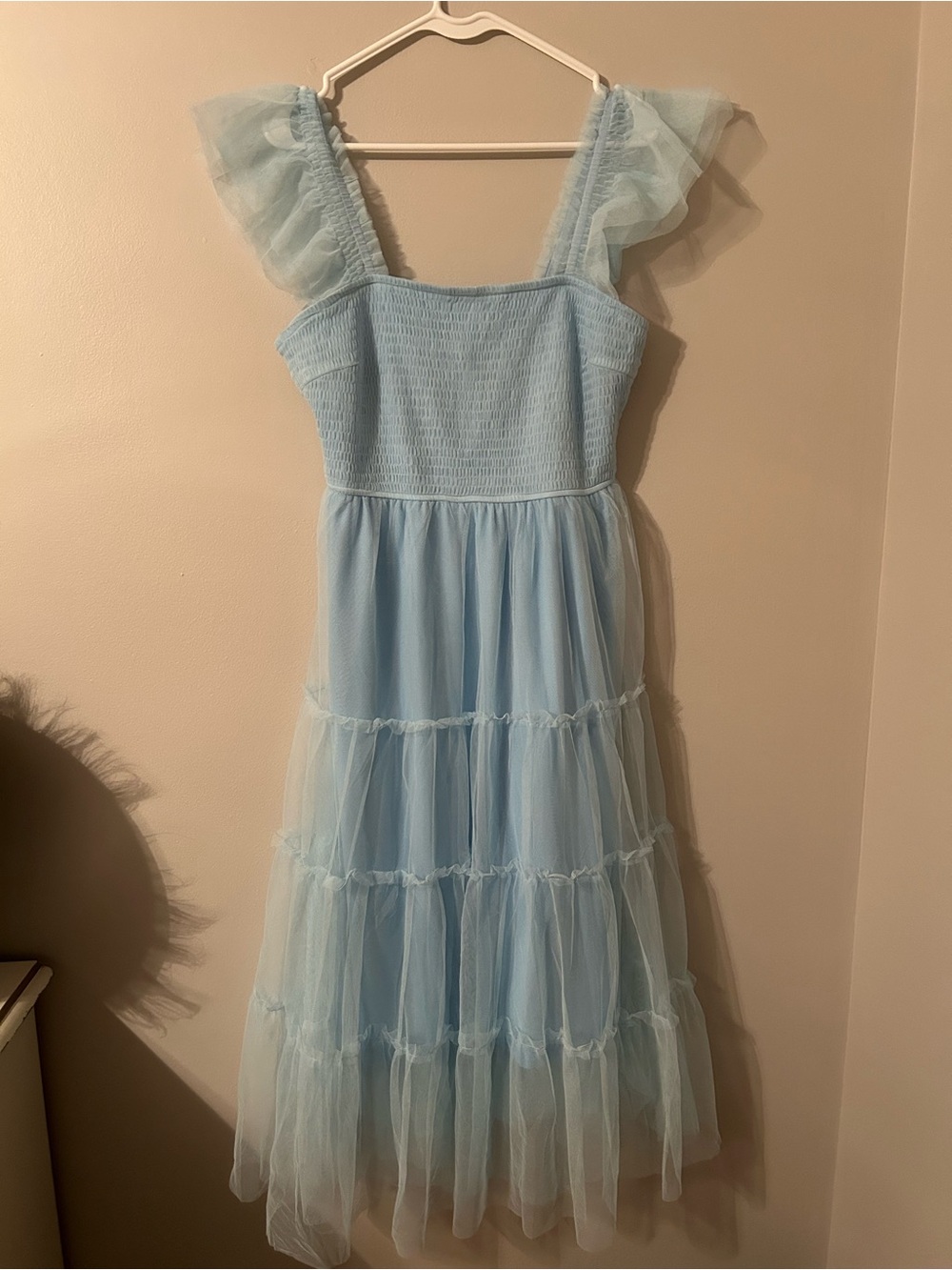 Light Blue Tulle Ruffle Woman’s Dress